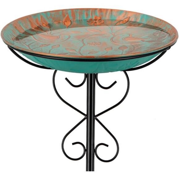 Metal Outdoor Bird Bath,Standing BirdBath & Bird Feeder with Stake Cast Iron - Picture 1 of 7